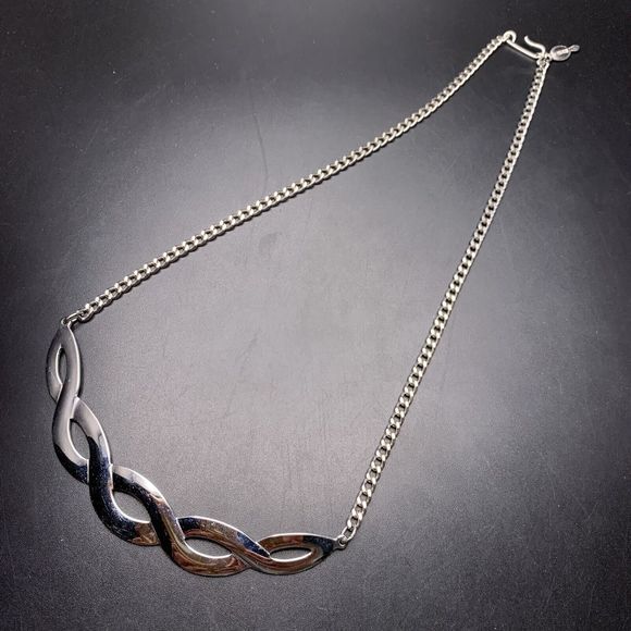 Sarah Coventry Bib Necklace Silver Tone Twisted Woven Design Look Signed Vintage - Picture 5 of 8